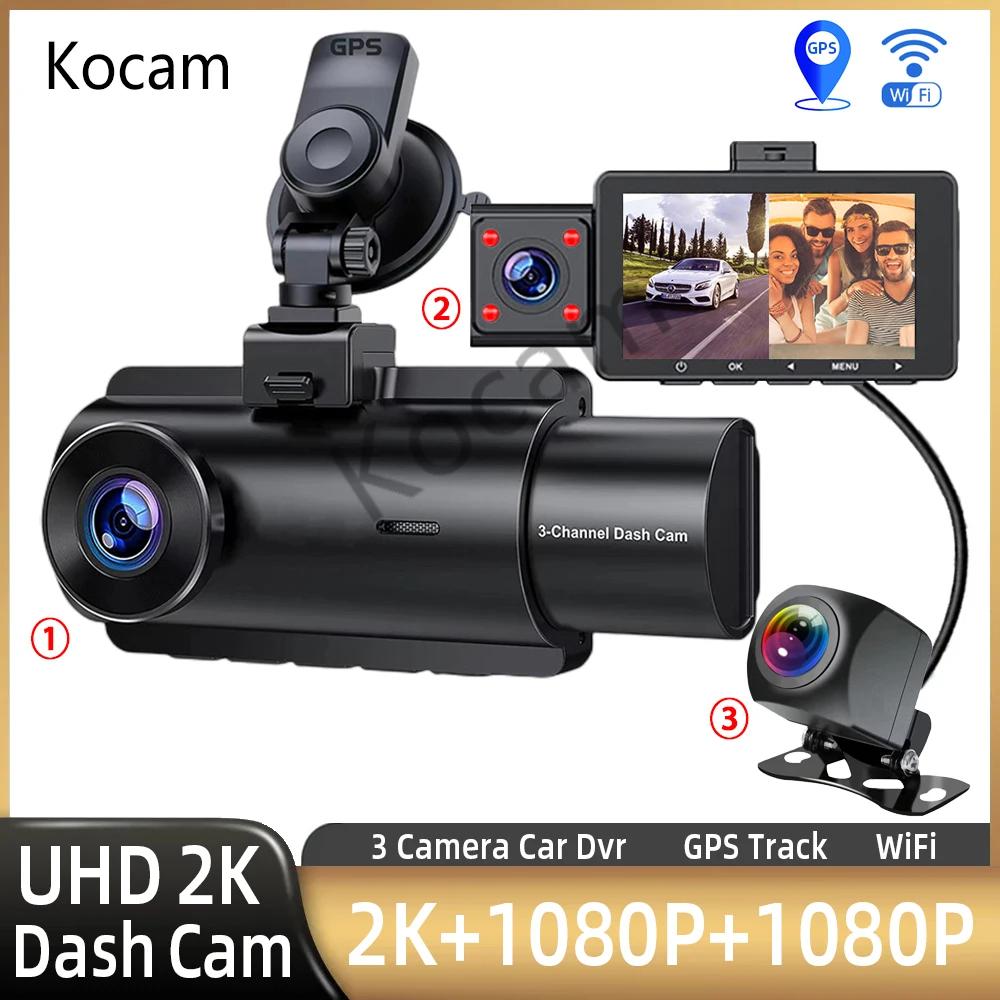 3 ä  ķ 3  ڵ ī޶ DVR, 2K +   ĸ  , 1080P, GPS  IR ߰ ð ķڴ 